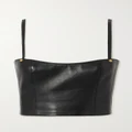 Balmain - Cropped Embellished Leather Bustier Top - Black - FR42