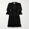 Miguelina - Emilline Belted Lace-trimmed Cotton-gauze Maxi Dress - Black - medium