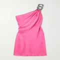 Stella McCartney - Falabella One-shoulder Crystal-embellished Satin Mini Dress - Pink - IT40