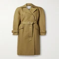 Tibi - Belted Double-breasted Cotton-gabardine Trench Coat - Tan - xx small