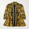 Versace - Printed Silk-twill Mini Shirt Dress - Gold - IT36