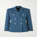 Versace - Double-breasted Metallic Cotton-blend Tweed Blazer - Blue - IT44