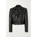 Balmain - Cropped Leather Biker Jacket - Black - FR36