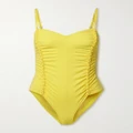 Ulla Johnson - Almira Ruched Swimsuit - Yellow - small