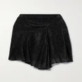 Isabel Marant - Selena Asymmetric Draped Flocked Chiffon Mini Skirt - Black - FR36