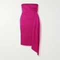 Alex Perry - Strapless Draped Satin-crepe Midi Dress - Bright pink - UK 16