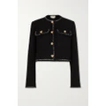 Alexander McQueen - Cropped Embroidered Wool-blend Tweed Jacket - Black - IT40