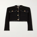 Alexander McQueen - Cropped Embroidered Wool-blend Tweed Jacket - Black - IT42