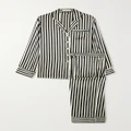 Olivia von Halle - Lila Striped Silk-satin Pajama Set - Black - x large