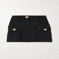 Balmain - Button-embellished Grain De Poudre Wool Mini Skirt - Black - FR42
