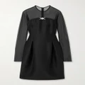 Versace - Open-back Tulle-paneled Wool And Silk-blend Mini Dress - Black - IT38