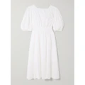 Carolina Herrera - Pleated Broderie Anglaise Cotton Midi Dress - White - US4