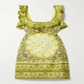Zimmermann - Matchmaker Cutout Ruffled Printed Linen Mini Dress - Yellow - 2