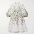 Zimmermann - Matchmaker Belted Floral-print Linen Midi Dress - Cream - 2