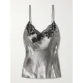 Carine Gilson - Lace-trimmed Metallic Silk-blend Camisole - Gray - small