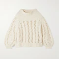 Adam Lippes - Brushed Open-knit Cashmere And Silk-blend Turtleneck Sweater - Ivory - medium