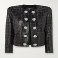 Balmain - Crystal-embellished Sequined Tweed Jacket - Black - FR34