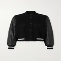 Givenchy - Cropped Leather And Embroidered Wool-blend Felt Jacket - Black - FR34
