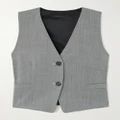 Helmut Lang - Cutout Satin-paneled Herringbone Tweed Vest - Gray - US4