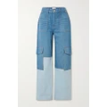 GANNI - + Net Sustain Angi Two-tone High-rise Wide-leg Organic Jeans - Light denim - 25