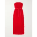 Huishan Zhang - Monica Strapless Grosgrain-trimmed Ruffled Tulle Maxi Dress - Red - UK 8