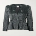 Huishan Zhang - Antoine Crystal-embellished Crinkled Satin-twill Blazer - Gray - UK 10