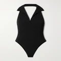 Lisa Marie Fernandez - + Net Sustain Polo Seersucker Halterneck Swimsuit - Black - 0