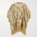 Taller Marmo - Mrs Ross Disco Fringed Sequined Tulle Kaftan - Gold - One size