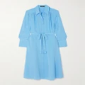 Joseph - Diane Belted Silk Crepe De Chine Midi Shirt Dress - Blue - FR40