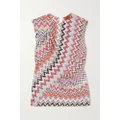 Missoni - Gathered Striped Metallic Crochet-knit Top - Pink - IT36