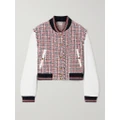 Thom Browne - Cropped Frayed Tweed And Leather Bomber Jacket - Multi - IT38