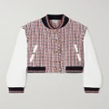 Thom Browne - Cropped Frayed Tweed And Leather Bomber Jacket - Multi - IT40