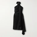 Givenchy - Asymmetric Knotted Crepe De Chine Halterneck Midi Dress - Black - FR38