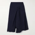 Victoria Beckham - Asymmetric Gathered Crepe Midi Skirt - Navy - UK 4