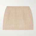 Alessandra Rich - Checked Sequin-embellished Metallic Tweed Mini Skirt - Camel - IT40