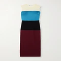 Tory Burch - Color-block Stretch-mesh, Jersey And Satin Midi Dress - Black - US10