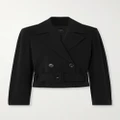 Theory - Cropped Double-breasted Belted Crepe Jacket - Black - small