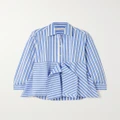 JW Anderson - Striped Cotton-poplin Peplum Shirt - Blue - UK 8