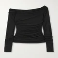 Helmut Lang - One-shoulder Ruched Stretch-crepe Top - Black - medium
