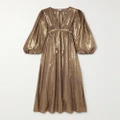 Miguelina - Felipa Pleated Cotton-blend Lamé Maxi Dress - Gold - x small
