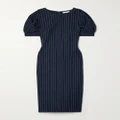 Max Mara - Pinstriped Cotton, Cashmere And Silk-blend Dress - Navy - UK 18
