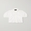 Simone Rocha - Faux Pearl-embellished Gathered Cotton-poplin Shirt - White - UK 10