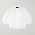 Simone Rocha - Faux Pearl-embellished Pleated Cotton-poplin Shirt - White - UK 14
