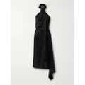 Givenchy - Asymmetric Knotted Crepe De Chine Halterneck Midi Dress - Black - FR34
