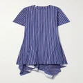 Sacai - Asymmetric Striped Cotton-poplin Mini Dress - Multi - 1