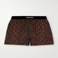 TOM FORD - Velvet-trimmed Leopard-print Silk-blend Satin Shorts - Leopard print - x large