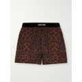 TOM FORD - Velvet-trimmed Leopard-print Silk-blend Satin Shorts - Leopard print - x large