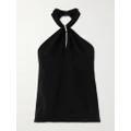 Theory - Embellished Silk Halterneck Top - Black - medium