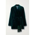 Loro Piana - Raniya Belted Macramé-trimmed Cotton-blend Velvet Jacket - Dark green - IT42