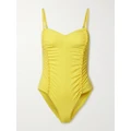 Ulla Johnson - Almira Ruched Swimsuit - Yellow - x large